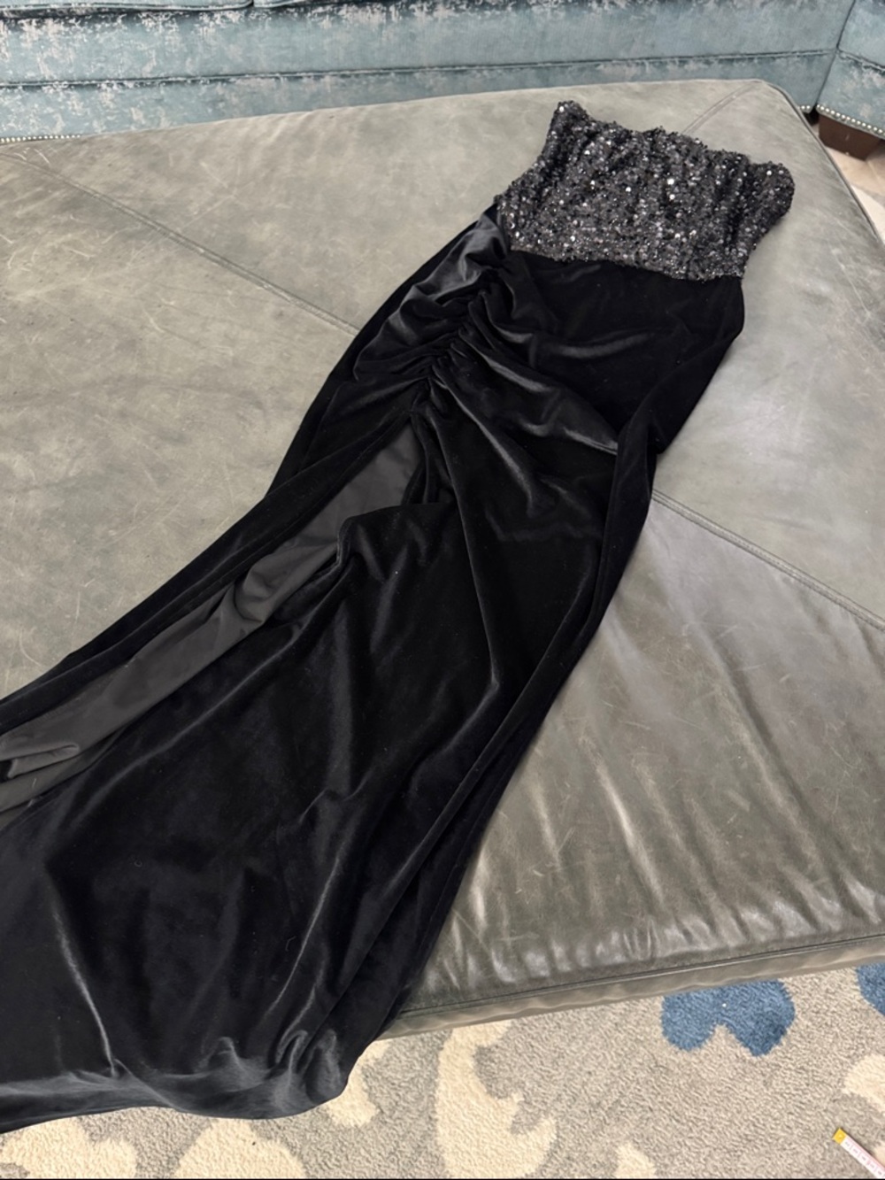 Sequin / Velvet Hi-low High Slit Homecoming or prom dress